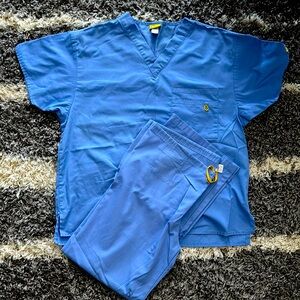 Scrub set. Light blue. Top is L and pants are medium